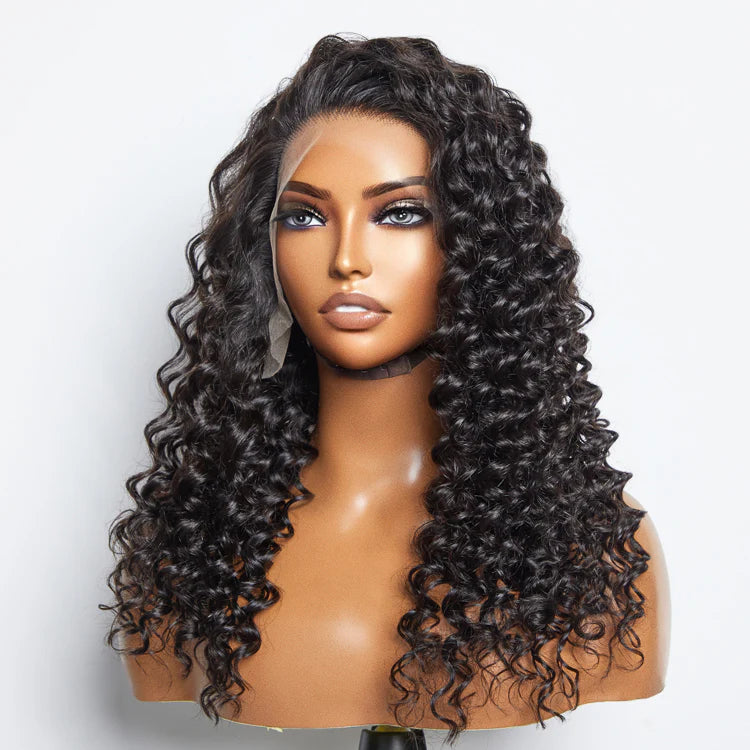Bailey Hair Company Glueless 3D Cap Pre-bleached Deep Wave 13x4 Transparent Lace Front Wig 150% Density