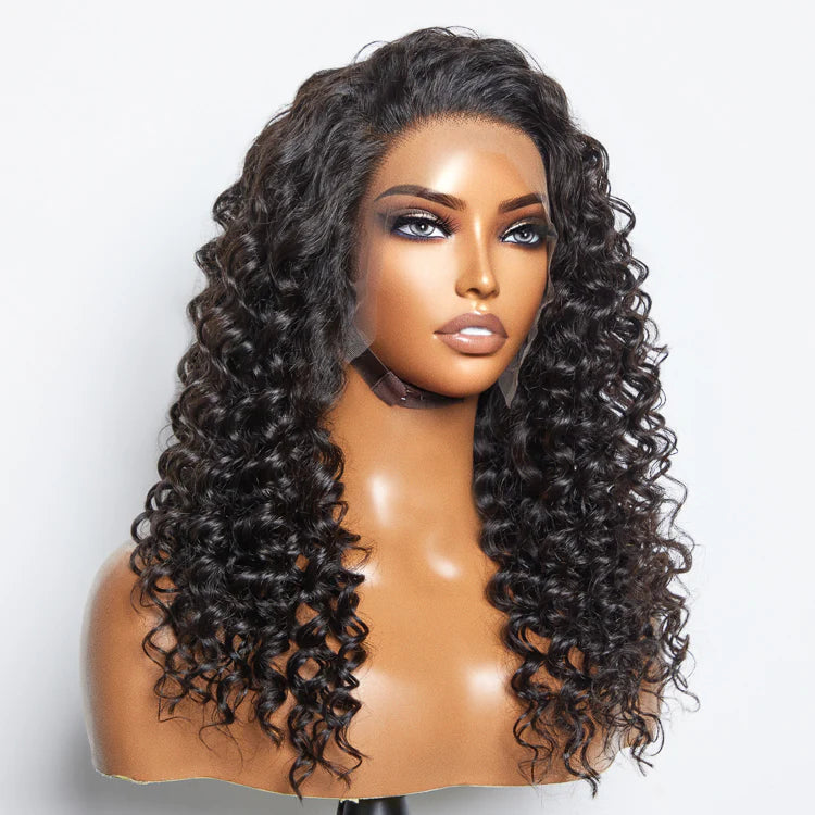 Bailey Hair Company Glueless 3D Cap Pre-bleached Deep Wave 13x4 Transparent Lace Front Wig 150% Density