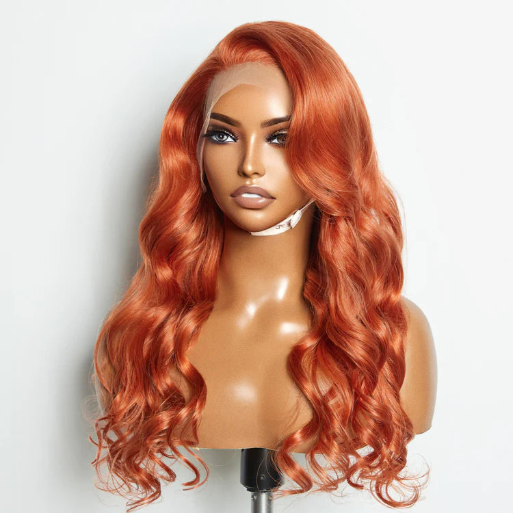 Bailey Hair Company 24 Inches Ginger 13"x4" Lace Front Body Wavy Wig Pre-Plucked Free Part 150% Density-100% Human Hair