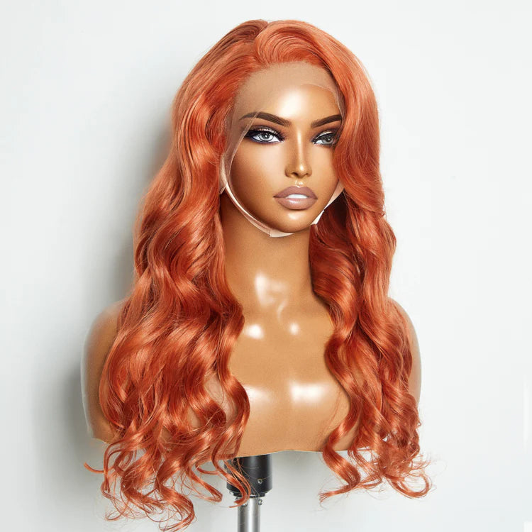 Bailey Hair Company 24 Inches Ginger 13"x4" Lace Front Body Wavy Wig Pre-Plucked Free Part 150% Density-100% Human Hair
