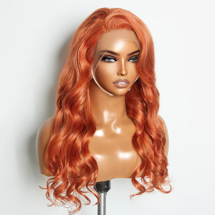 Bailey Hair Company 24 Inches Ginger 13"x4" Lace Front Body Wavy Wig Pre-Plucked Free Part 150% Density-100% Human Hair