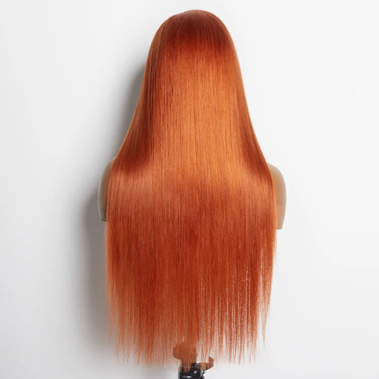 Bailey Hair Company 24 Inches Ginger 13"x4" Lace Front Straight Wig Pre-Plucked Free Part 150% Density-100% Human Hair
