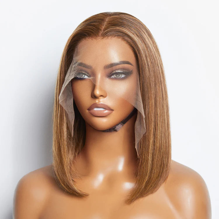Bailey Hair Company 12 Inches 13"x4" #P4/27 Straight Bob Lace Frontal Wig-100% Human Hair