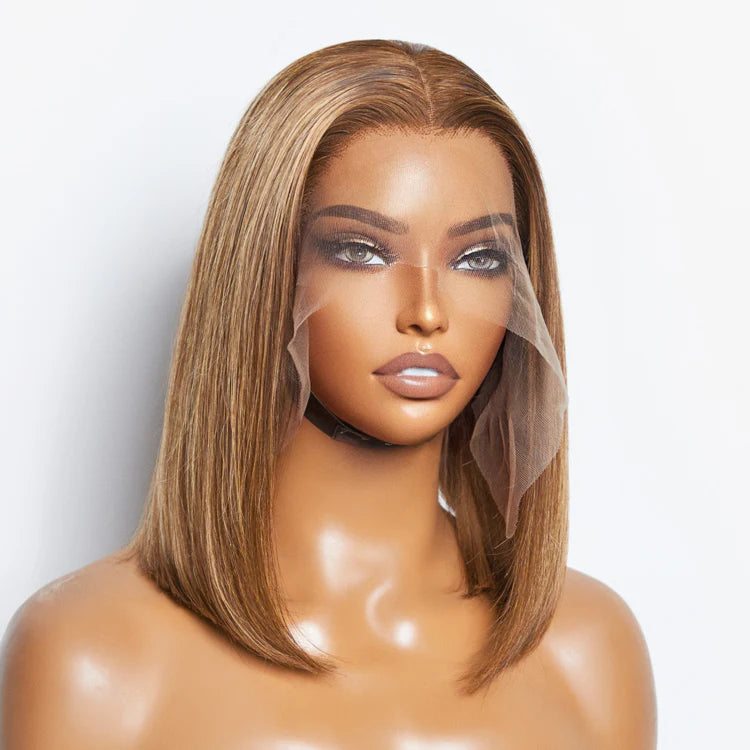 Bailey Hair Company 12 Inches 13"x4" #P4/27 Straight Bob Lace Frontal Wig-100% Human Hair
