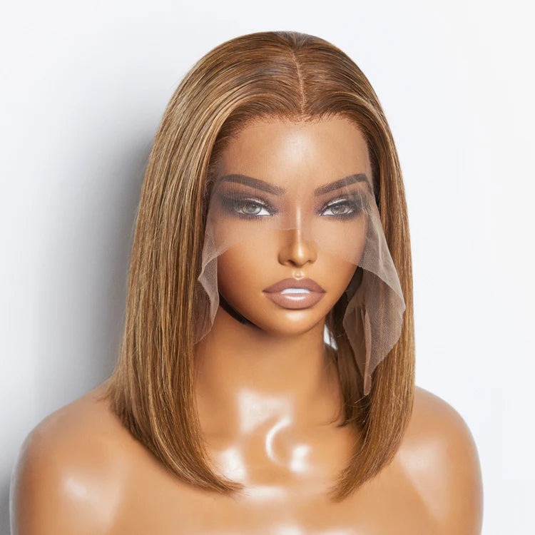 Bailey Hair Company 12 Inches 13"x4" #P4/27 Straight Bob Lace Frontal Wig-100% Human Hair