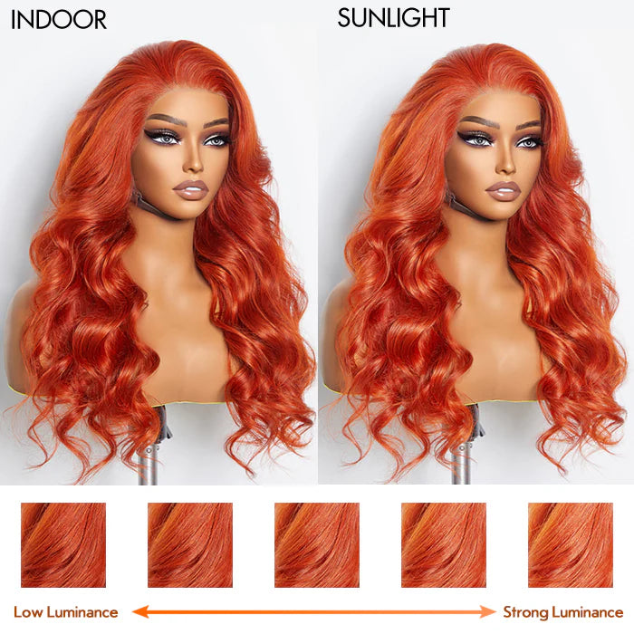 Bailey Hair Company 24 Inches 13"x4" Body Wavy Wear & Go Glueless #Orange Lace Frontal Wig-100% Human Hair
