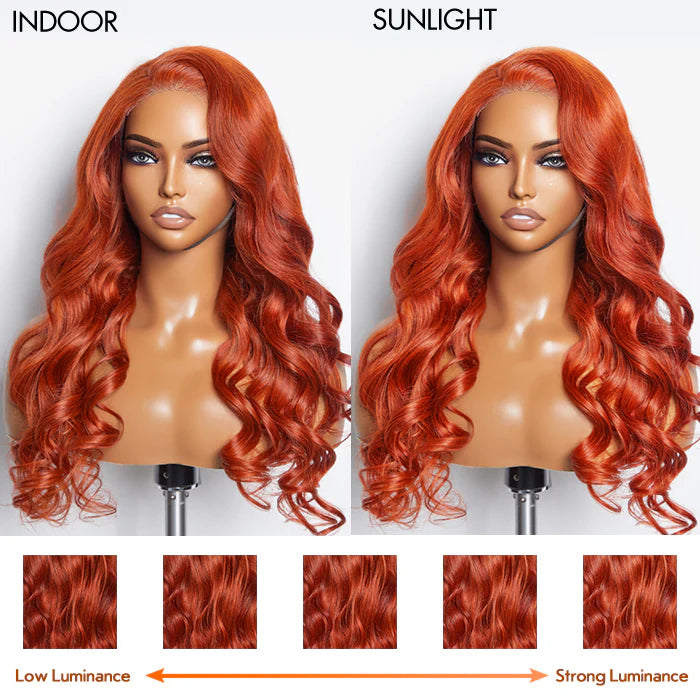Bailey Hair Company 24 Inches 5"x5" Body Wavy Wear & Go Glueless #Orange Lace Closure Wig-100% Human Hair