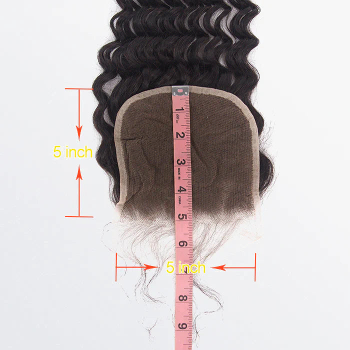 Bailey Hair Company 14-20 Inch 5" x 5" Deep Wavy Free Parted Lace Closure #1B Natural Black