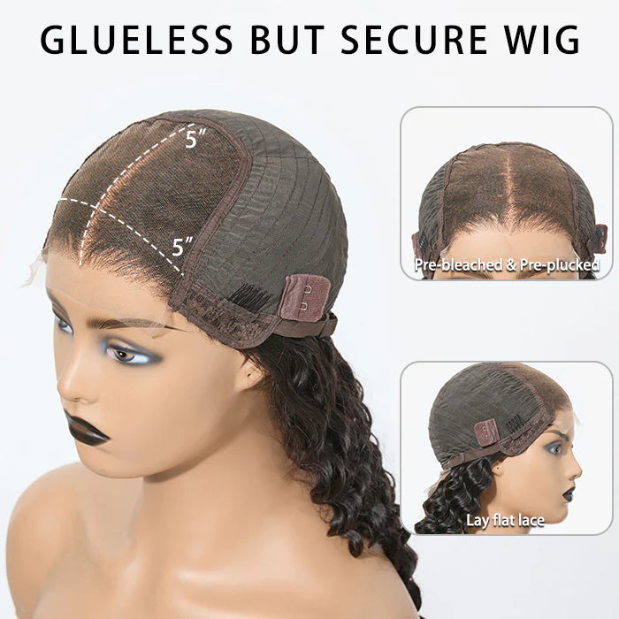 Bailey Hair Company 18-26inch #1B Deep Wavy 5x5 HD Front Lace Wig 180% Density
