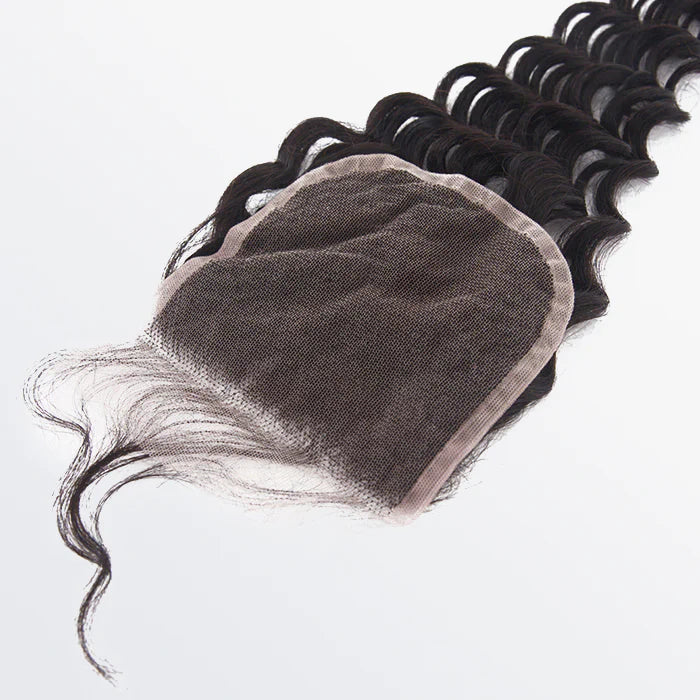 Bailey Hair Company 12-20 Inch 4" x 4" Deep Wavy Free Parted Lace Closure #1B Natural Black