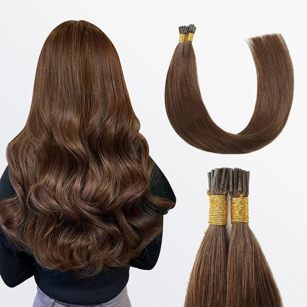 Bailey Hair Company I Tip Hair Extensions Natural Remy Human Hair (#4 Chocolate Brown)