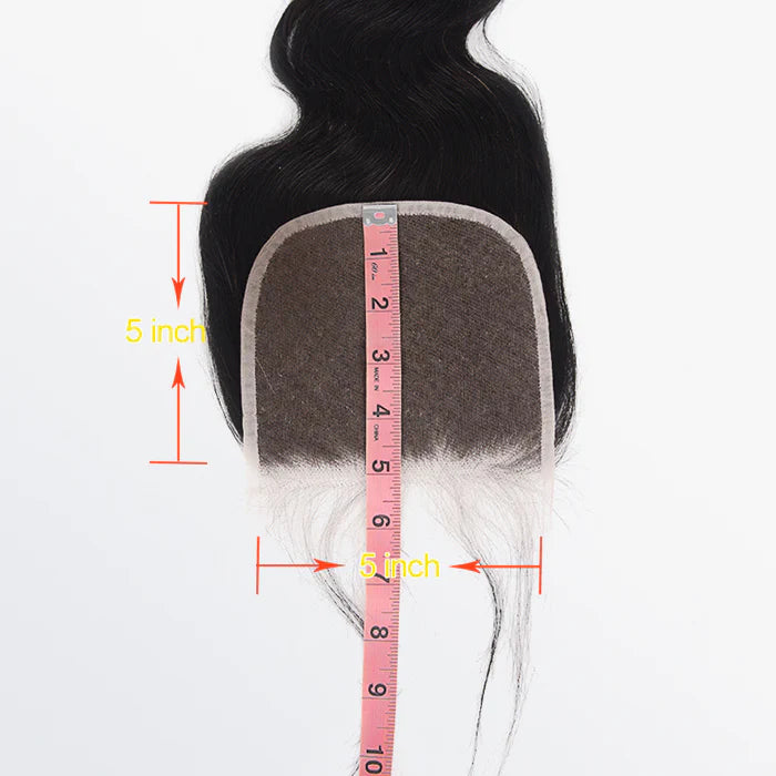 Bailey Hair Company 12-20 Inch 5" x 5" Body Wavy Free Parted Lace Closure #1B Natural Black