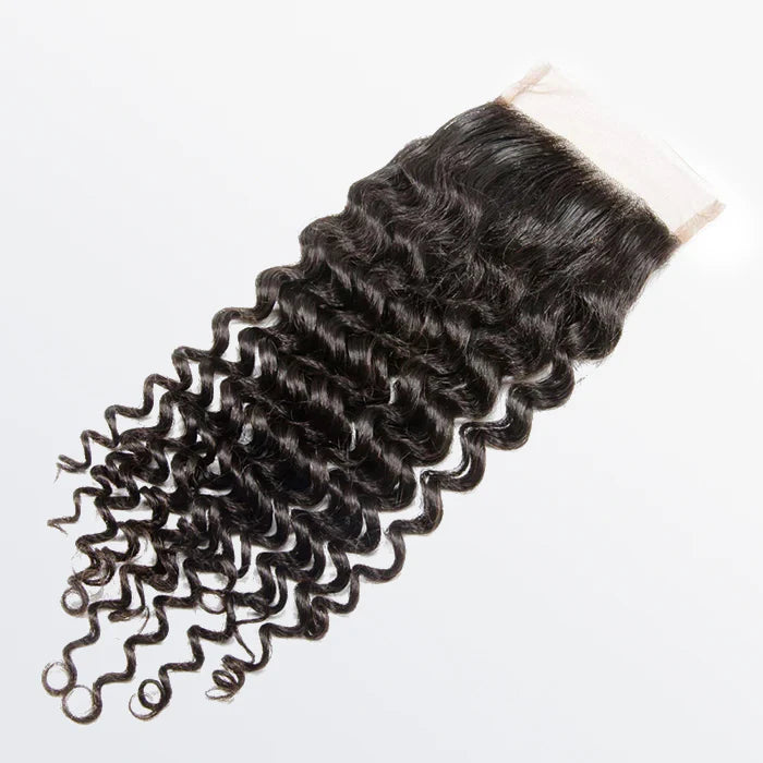 Bailey Hair Company 12-20 Inch 4" x 4" Deep Curly Free Parted Lace Closure #1B Natural Black
