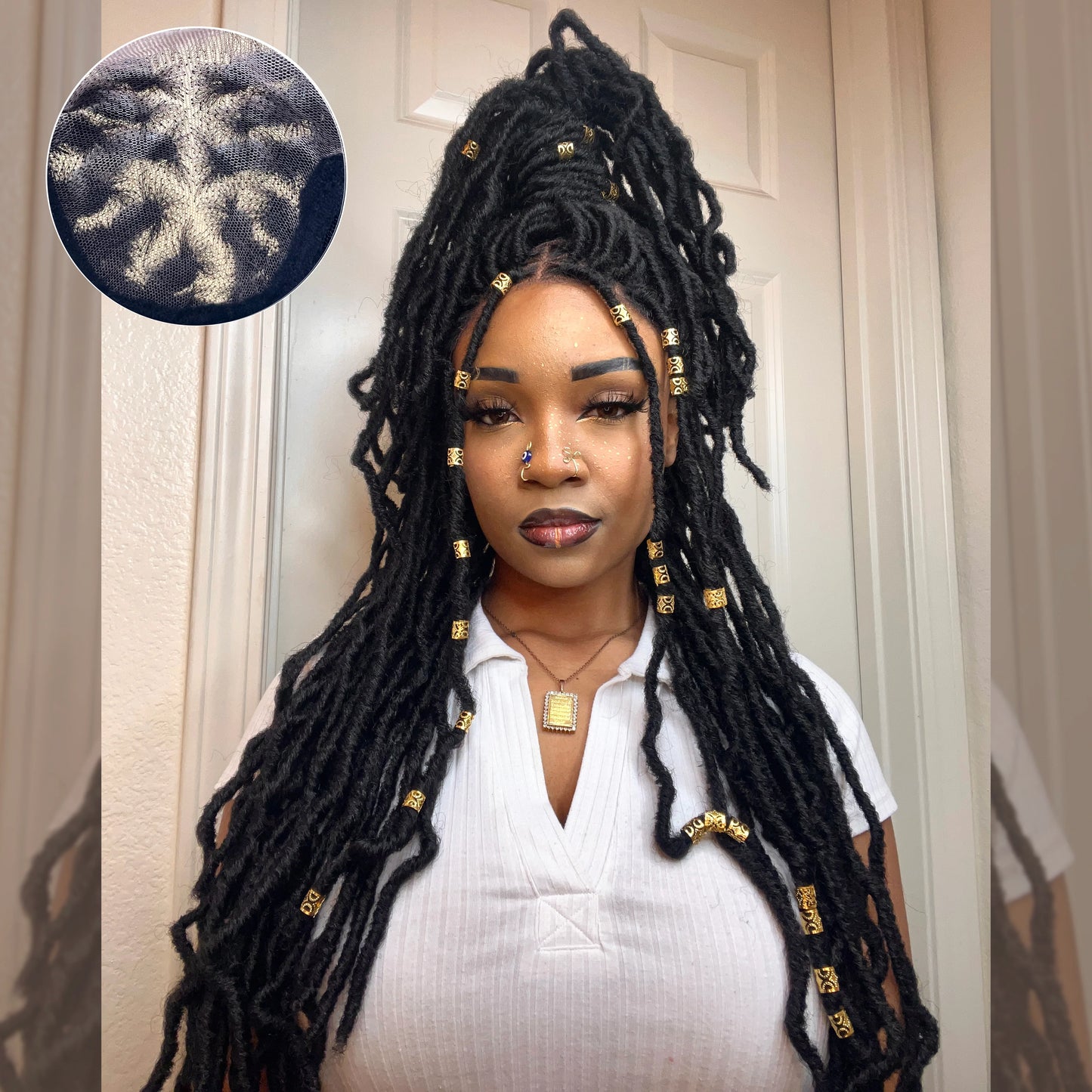 Bailey Hair Company 30 Inches 4x4 Boho Goddess Faux Locs Lace Closure Wigs 200% Density-100% Handmade