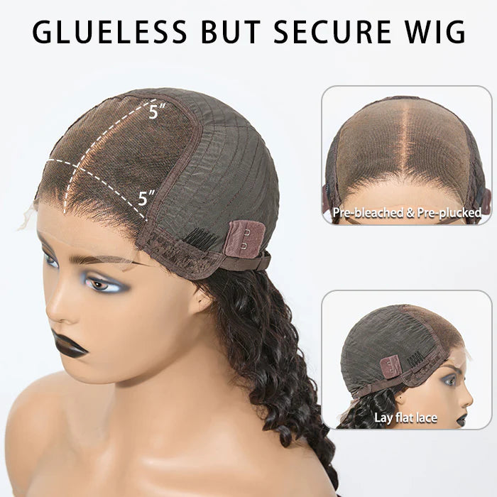 Bailey Hair Company 18-32 Inch #1B Water Wavy Brazilian Virgin Hair 5x5 Lace Closure Wigs 180% Density