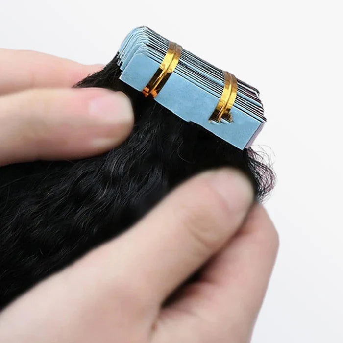 Bailey Hair Company Afro-textured Kinky Straight Tape In Remy Hair Extensions #1B Natural Black