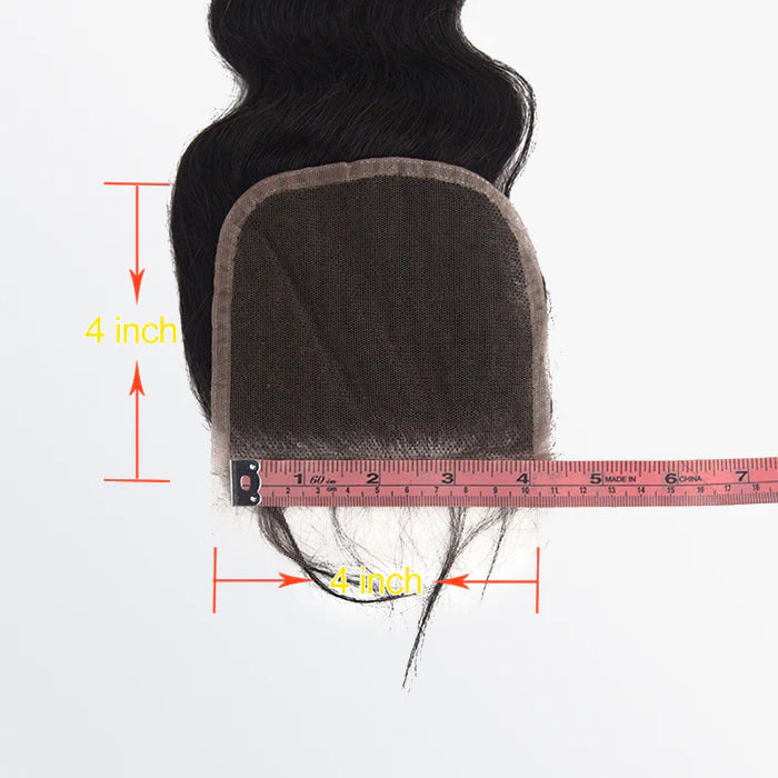 Bailey Hair Company 12-20 Inch 4" x 4" Ocean Wavy Free Parted Lace Closure #1B Natural Black