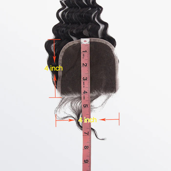 Bailey Hair Company 12-20 Inch 4" x 4" Deep Wavy Free Parted Lace Closure #1B Natural Black