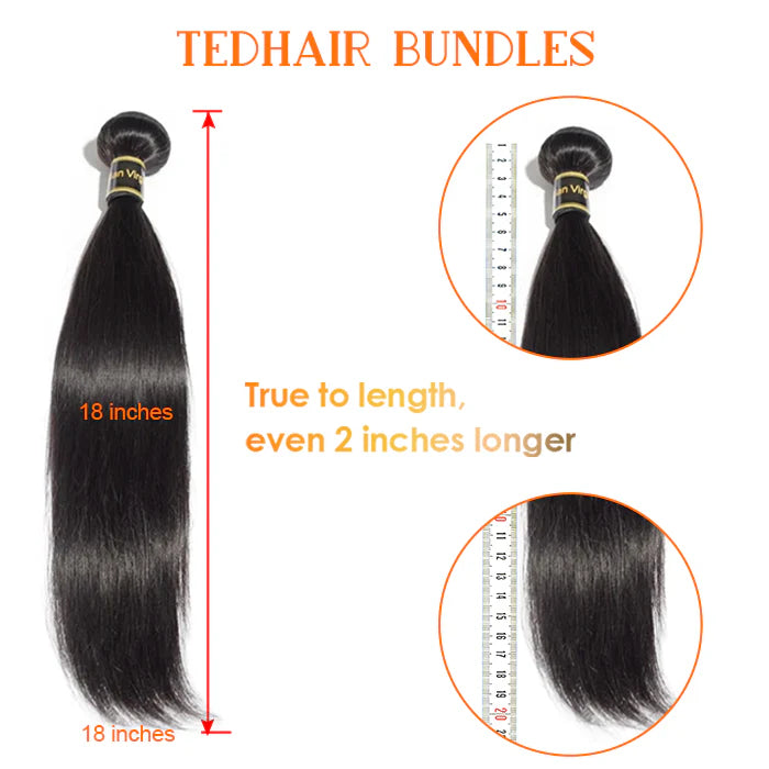 Bailey Hair Company 10-30 Inch 12A Premium Raw Indian Hair Straight #1B Natural Black |One Bundle