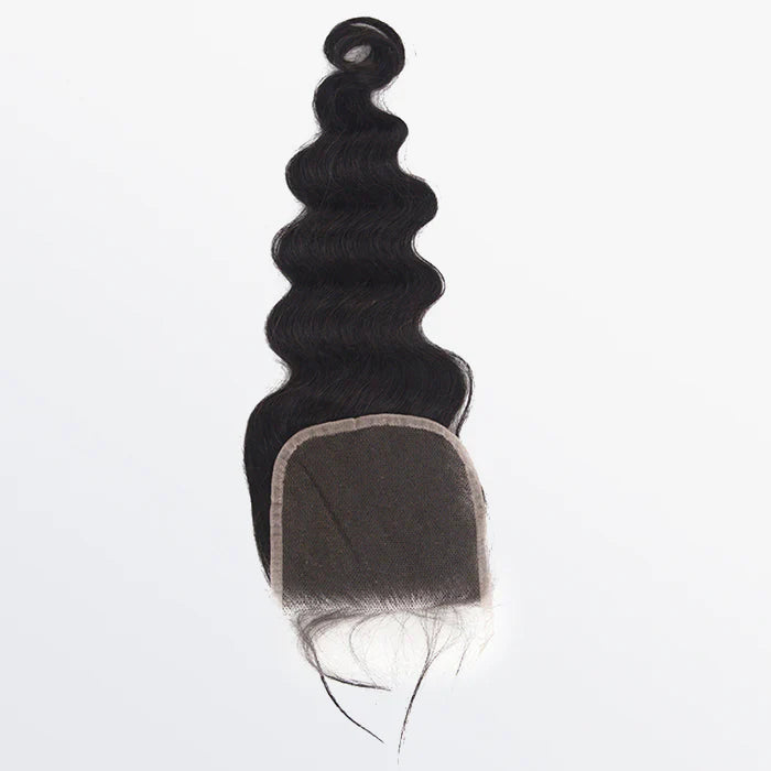 Bailey Hair Company 12-20 Inch 4" x 4" Ocean Wavy Free Parted Lace Closure #1B Natural Black