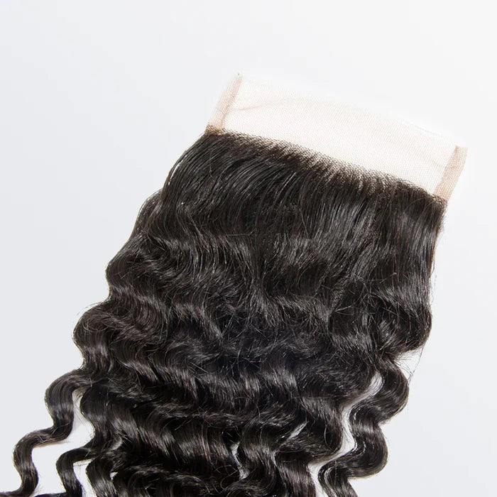 Bailey Hair Company 12-20 Inch 4" x 4" Deep Curly Free Parted Lace Closure #1B Natural Black