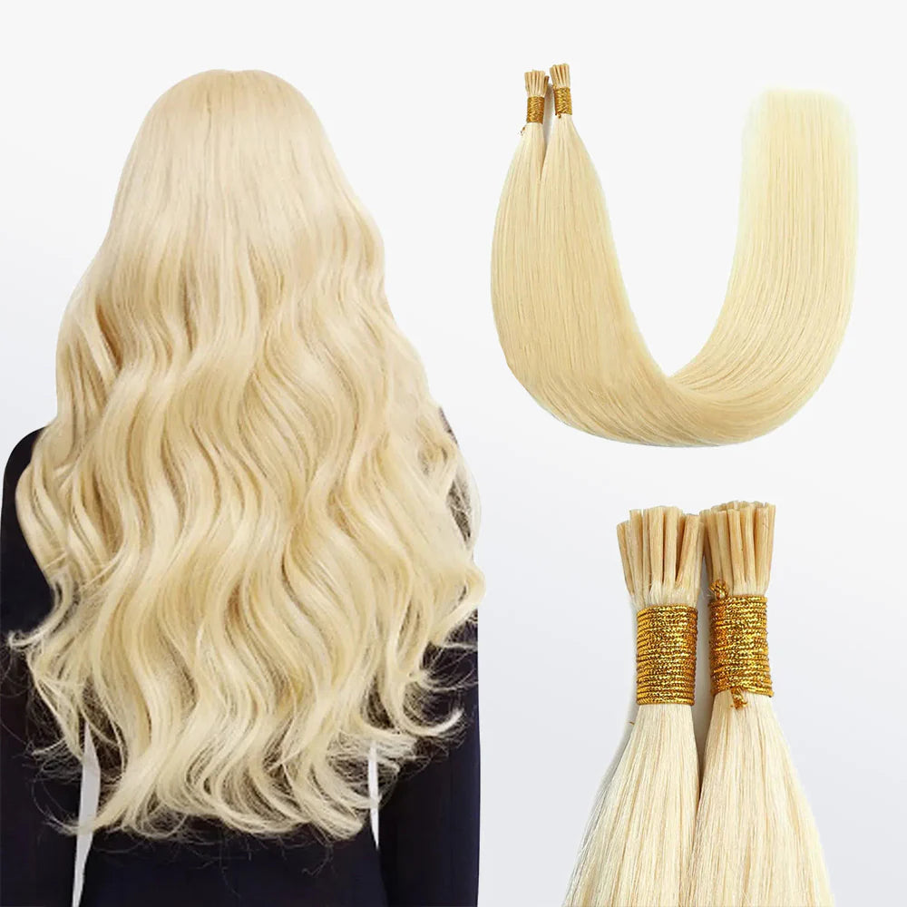 Bailey Hair Company I Tip Hair Extensions Natural Remy Human Hair (#613 Lightest Blonde )