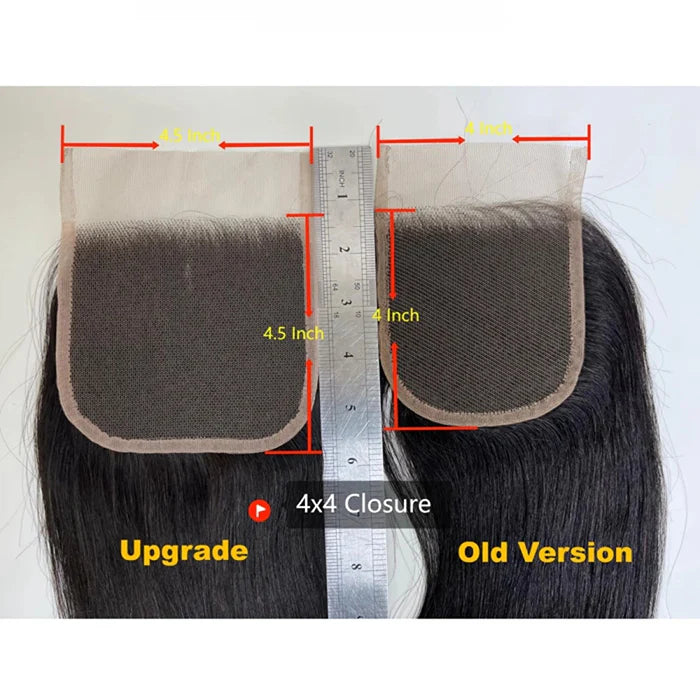 Bailey Hair Company 12-20 Inch 4.5" x 4.5" Upgrade Body Wavy Free Parted Lace Closure #1B Natural Black