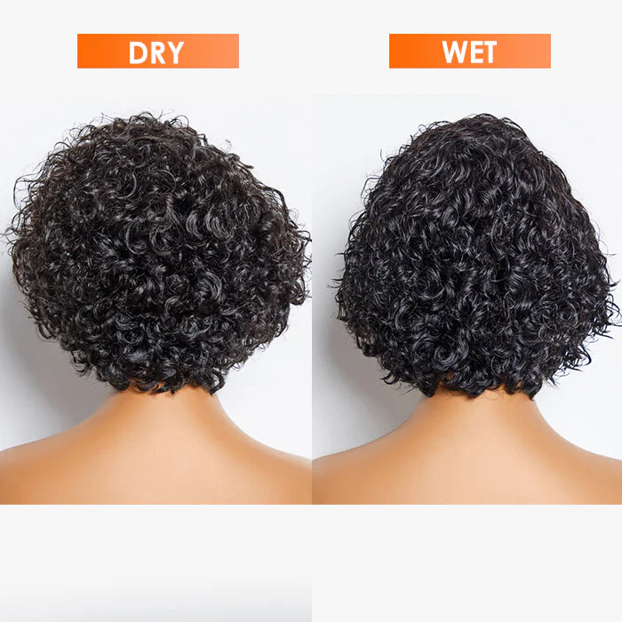 Bailey Hair Company 8 inch Short Curly Pixie Cut 13"x4" Frontal Lace Wig Pre-Bleached Knots Brazilian Human Virgin Hair 150% Density