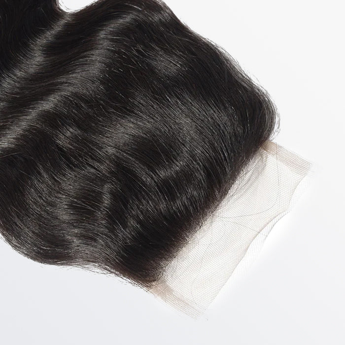 Bailey Hair Company 12-20 Inch 4.5" x 4.5" Upgrade Body Wavy Free Parted Lace Closure #1B Natural Black
