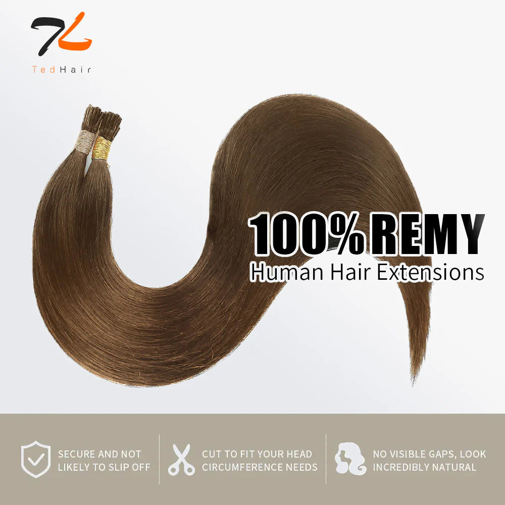 Bailey Hair Company I Tip Hair Extensions Natural Remy Human Hair (#8 Light Brown)