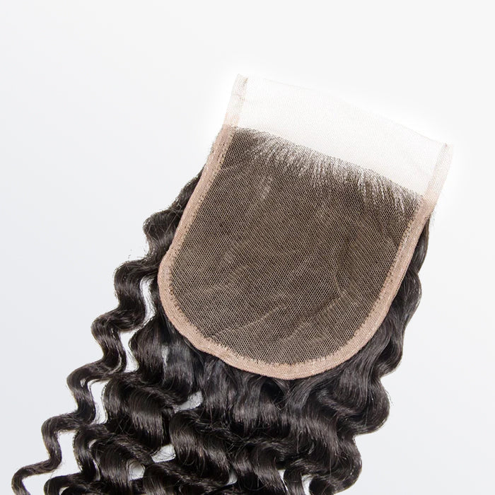 Bailey Hair Company 12-20 Inch 4" x 4" Deep Curly Free Parted Lace Closure #1B Natural Black