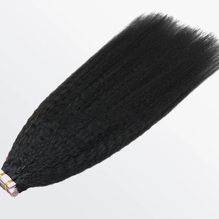 Bailey Hair Company Afro-textured Kinky Straight Tape In Remy Hair Extensions #1B Natural Black