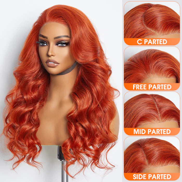 Bailey Hair Company 24 Inches 13"x4" Body Wavy Wear & Go Glueless #Orange Lace Frontal Wig-100% Human Hair