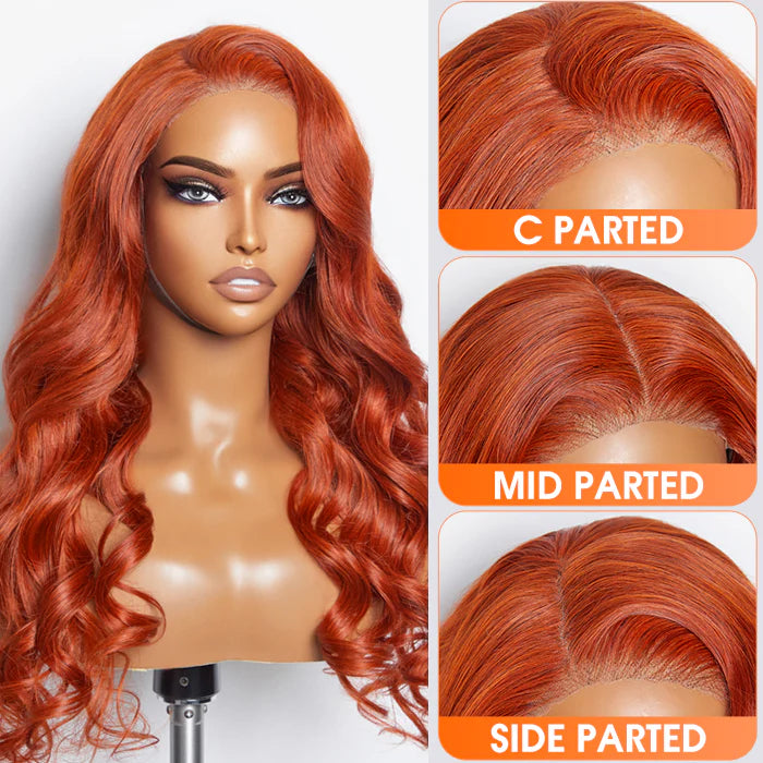 Bailey Hair Company 24 Inches 5"x5" Body Wavy Wear & Go Glueless #Orange Lace Closure Wig-100% Human Hair
