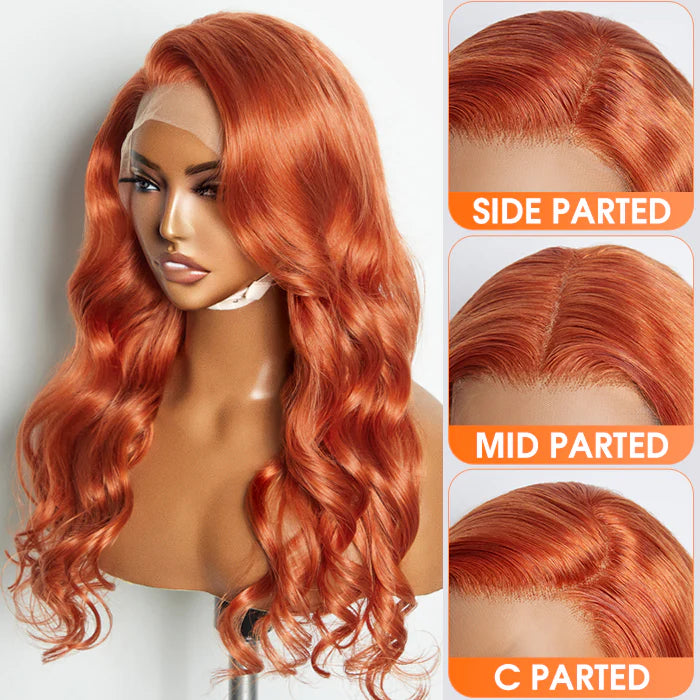 Bailey Hair Company 24 Inches Ginger 13"x4" Lace Front Body Wavy Wig Pre-Plucked Free Part 150% Density-100% Human Hair