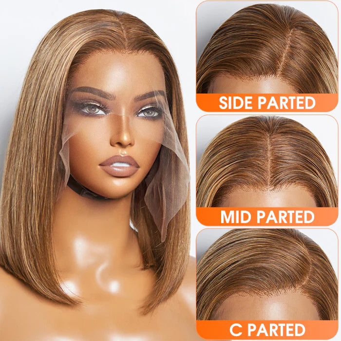 Bailey Hair Company 12 Inches 13"x4" #P4/27 Straight Bob Lace Frontal Wig-100% Human Hair