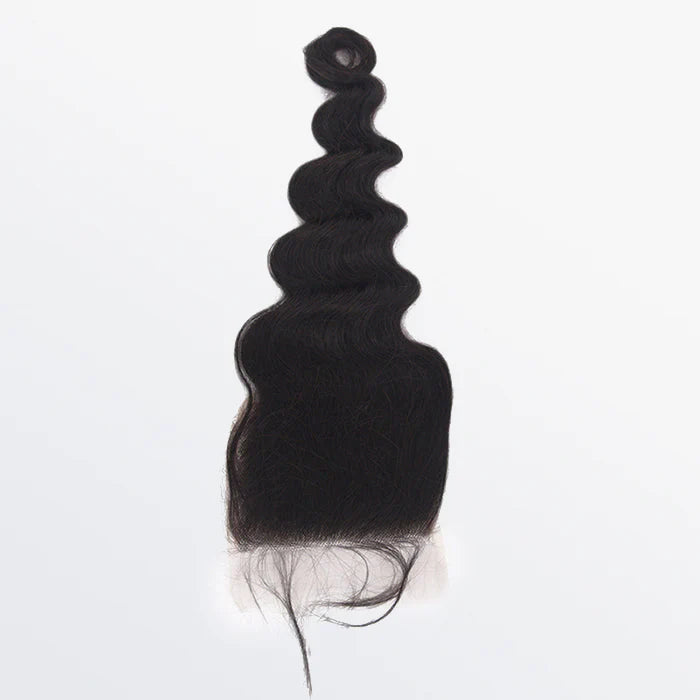Bailey Hair Company 12-20 Inch 4" x 4" Ocean Wavy Free Parted Lace Closure #1B Natural Black