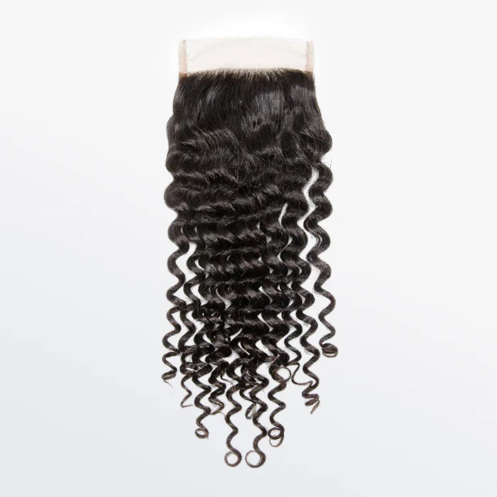 Bailey Hair Company 12-20 Inch 4" x 4" Deep Curly Free Parted Lace Closure #1B Natural Black
