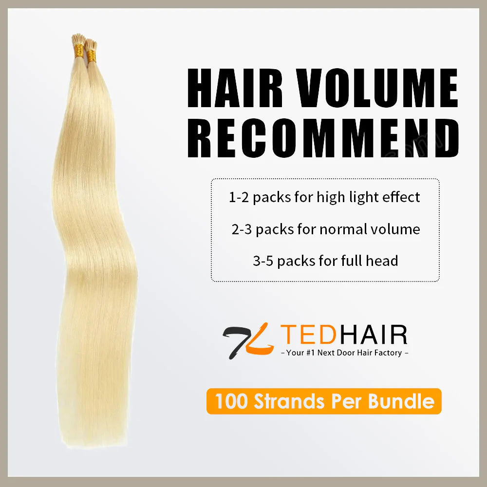Bailey Hair Company I Tip Hair Extensions Natural Remy Human Hair (#613 Lightest Blonde )