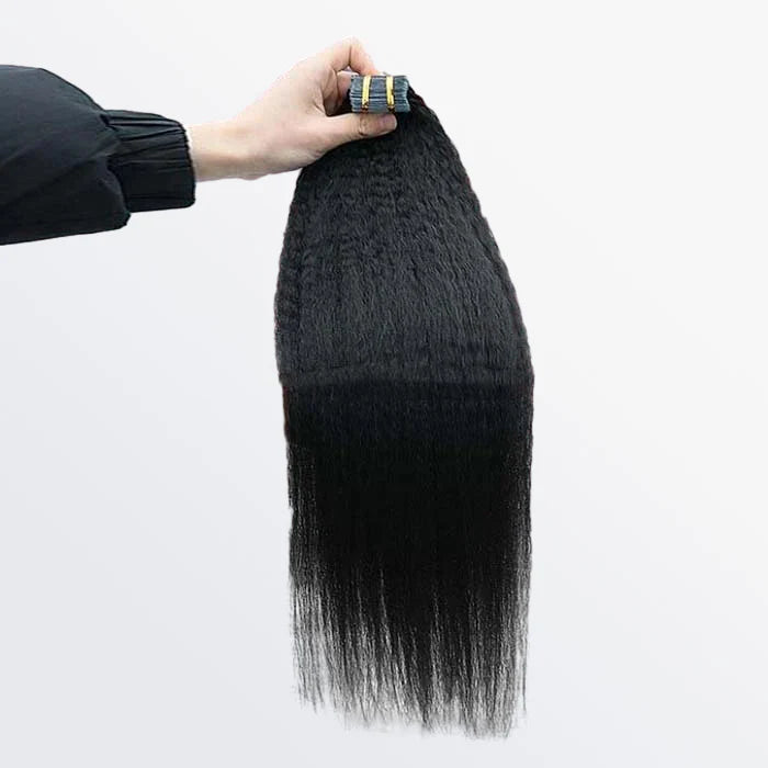 Bailey Hair Company Afro-textured Kinky Straight Tape In Remy Hair Extensions #1B Natural Black