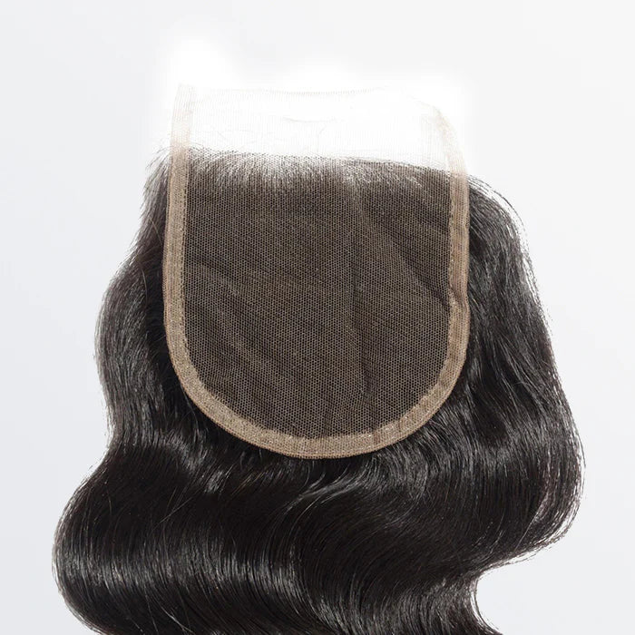 Bailey Hair Company 12-20 Inch 4.5" x 4.5" Upgrade Body Wavy Free Parted Lace Closure #1B Natural Black