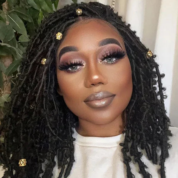 Bailey Hair Company 14 Inches 4x4 Short Butterfly Locs Lace Closure wigs 200% Density-100% Handmade