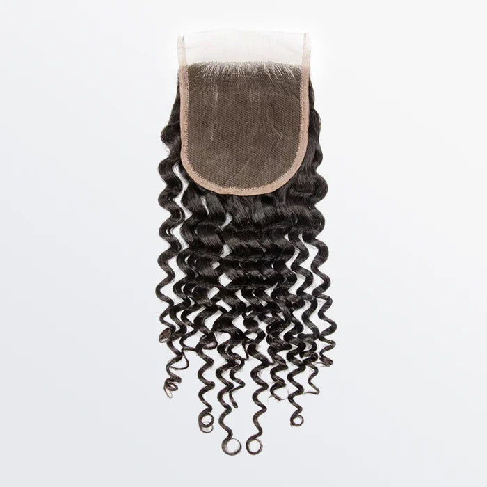 Bailey Hair Company 12-20 Inch 4" x 4" Deep Curly Free Parted Lace Closure #1B Natural Black
