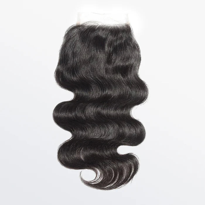Bailey Hair Company 12-20 Inch 4.5" x 4.5" Upgrade Body Wavy Free Parted Lace Closure #1B Natural Black