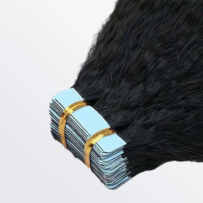 Bailey Hair Company Afro-textured Kinky Straight Tape In Remy Hair Extensions #1B Natural Black