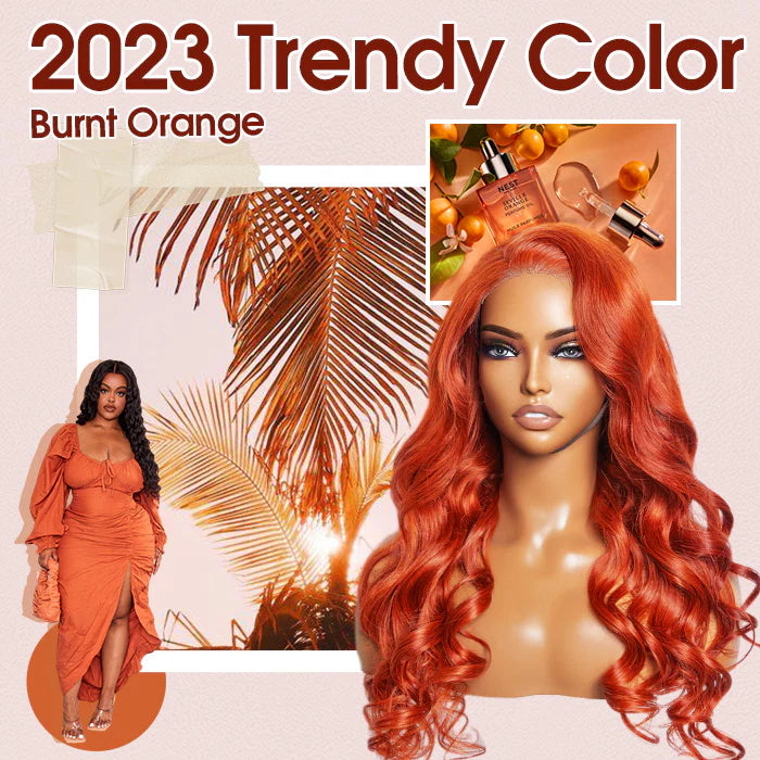 Bailey Hair Company 24 Inches 5"x5" Body Wavy Wear & Go Glueless #Orange Lace Closure Wig-100% Human Hair