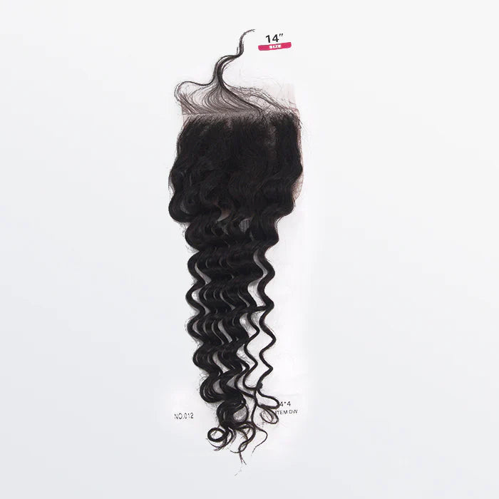 Bailey Hair Company 12-20 Inch 4" x 4" Deep Wavy Free Parted Lace Closure #1B Natural Black