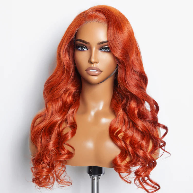 Bailey Hair Company 24 Inches 5"x5" Body Wavy Wear & Go Glueless #Orange Lace Closure Wig-100% Human Hair