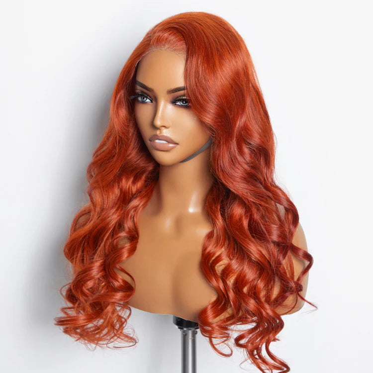 Bailey Hair Company 24 Inches 5"x5" Body Wavy Wear & Go Glueless #Orange Lace Closure Wig-100% Human Hair