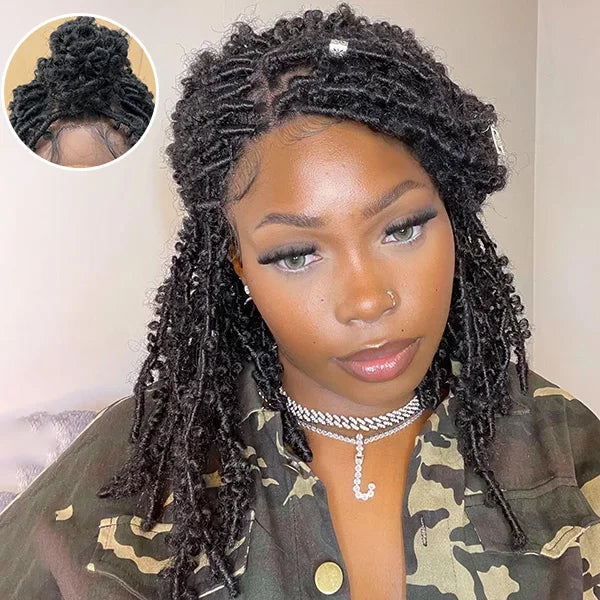 Bailey Hair Company 14 Inches 4x4 Short Butterfly Locs Lace Closure wigs 200% Density-100% Handmade